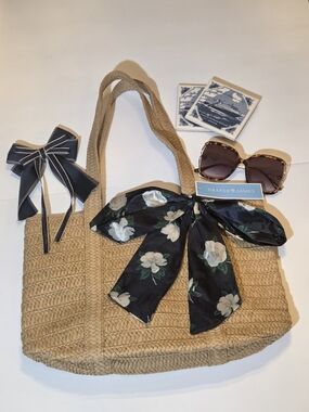 NWT Draper James Straw Tote & Curated Accessories Bundle